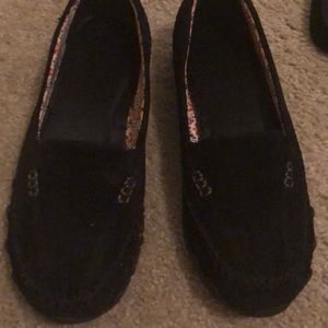Skechers Black Suede Memory foam Slide On Shoes